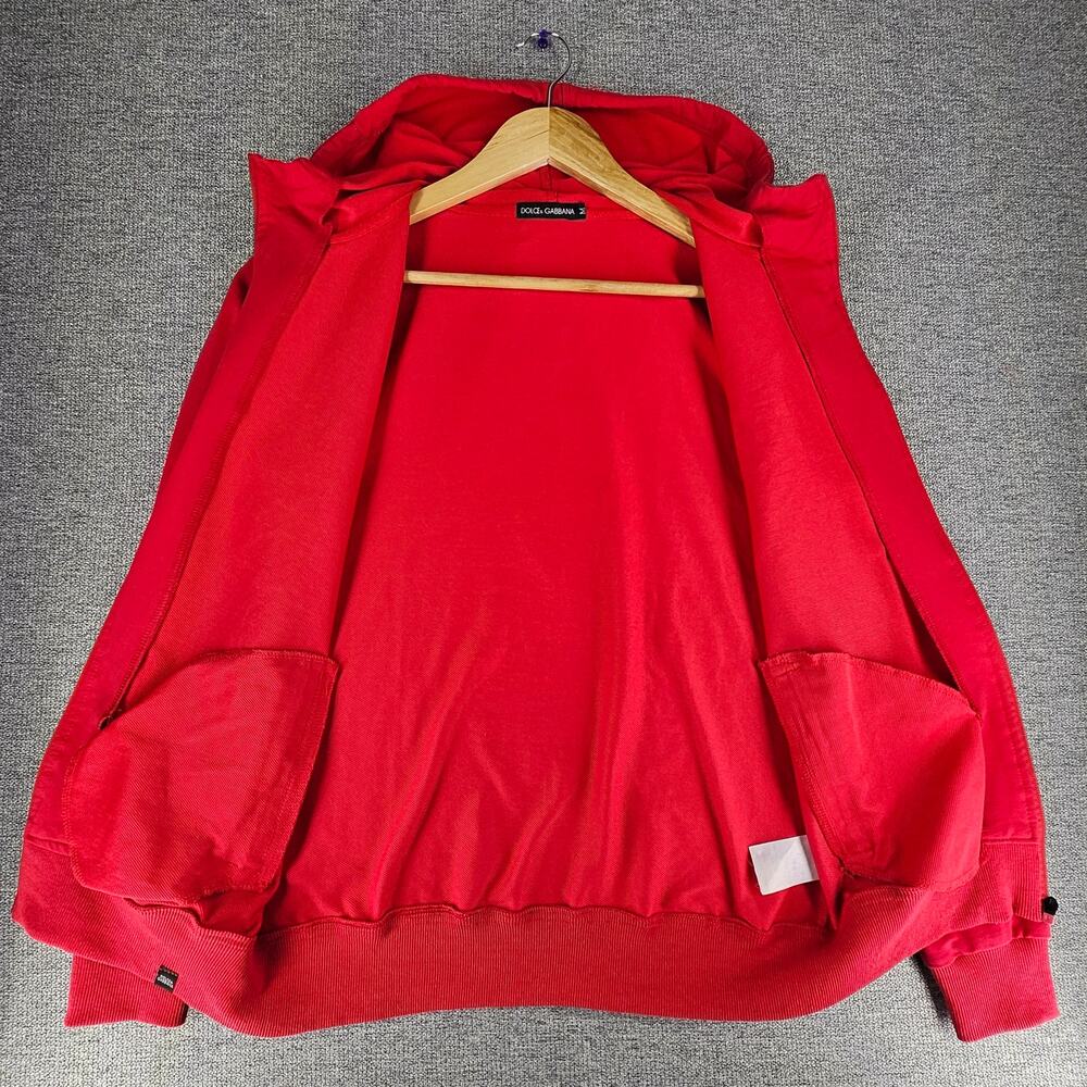 RED ZIP-UP HOODED SWEATSHIRT WITH W/ DG LOGO MADE IN COLOMBIA SIZE LARGE COTTON - Picture 3 of 13
